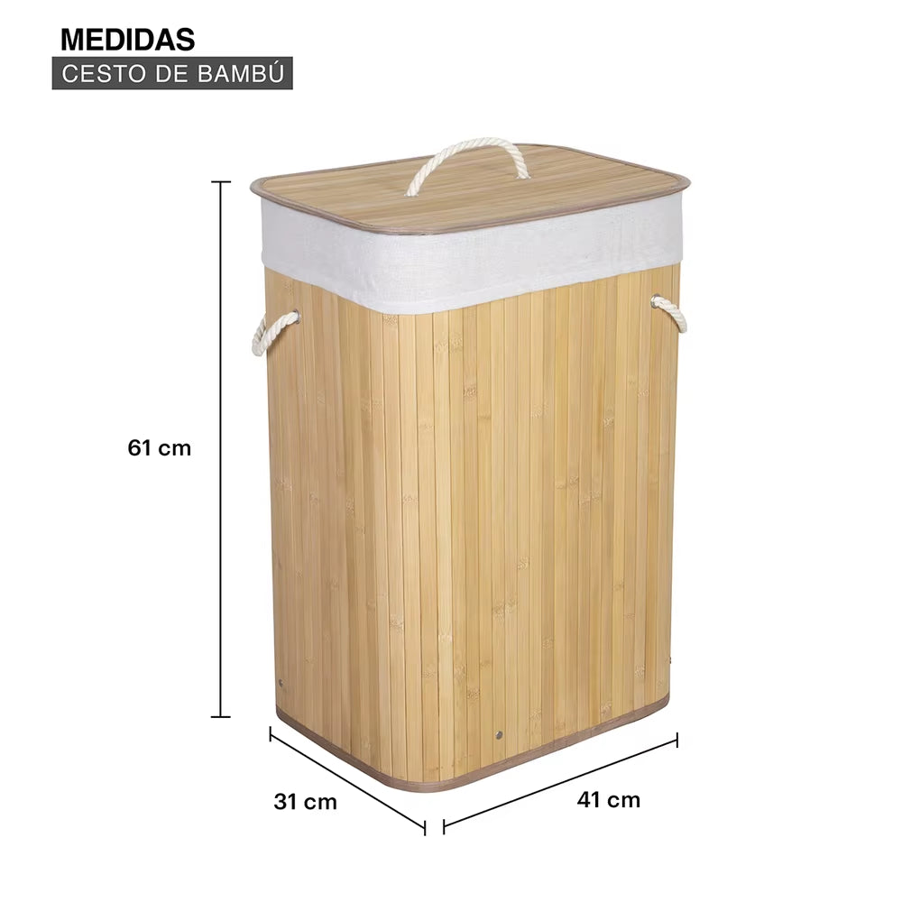 Cesto de ropa de bambo